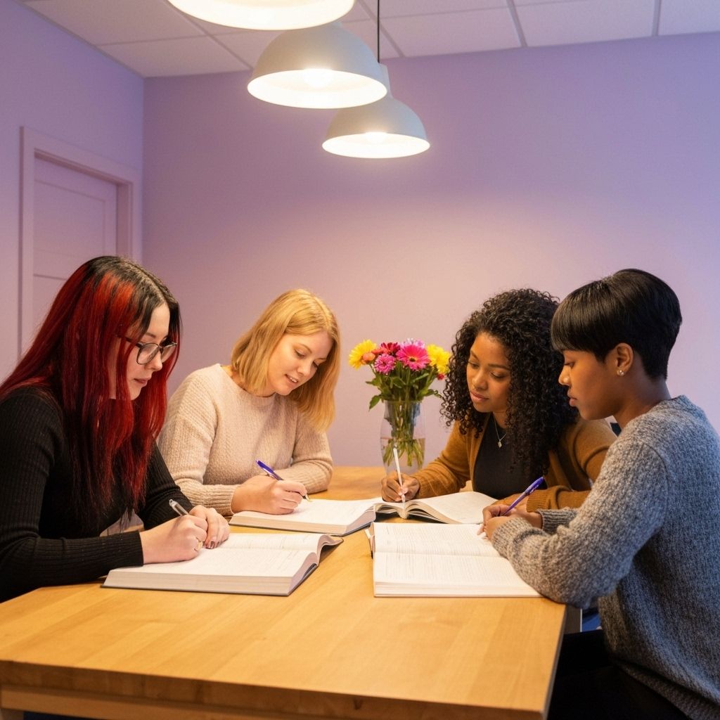Women students studying together in Garden Stay PG study room near St Joseph's University